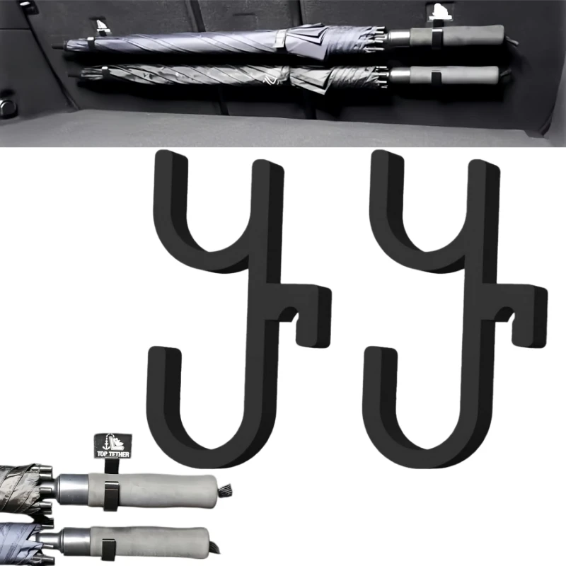 2Pcs Car Umbrella Hook Trunk Umbrella Holder Suitable for Any Cars with No-Drill Installation Plant Towel Holder Auto Internal