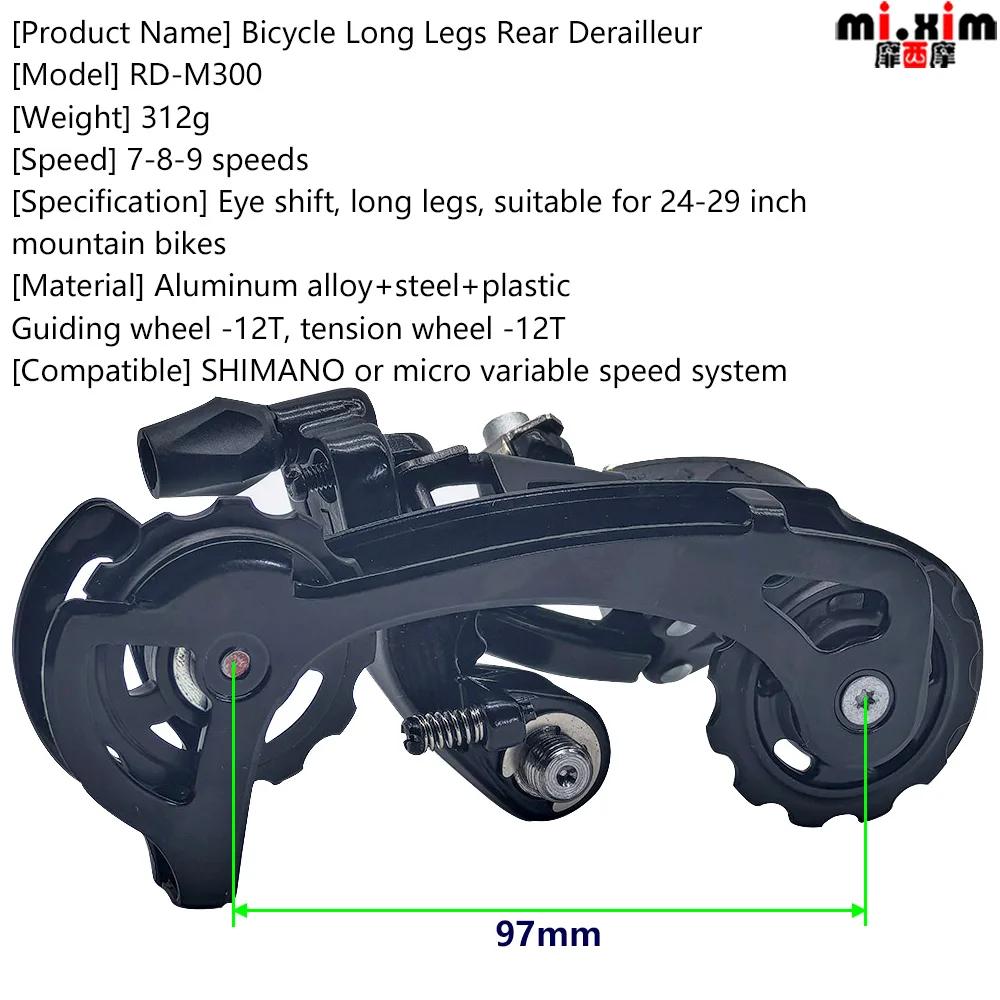 mi.Xim Mountain Bike 7/8/9 Speed Rear Derailleur RD-M300 Folding Bike 21/24/27 Speed Rear Derailleur Long Leg Derailleur