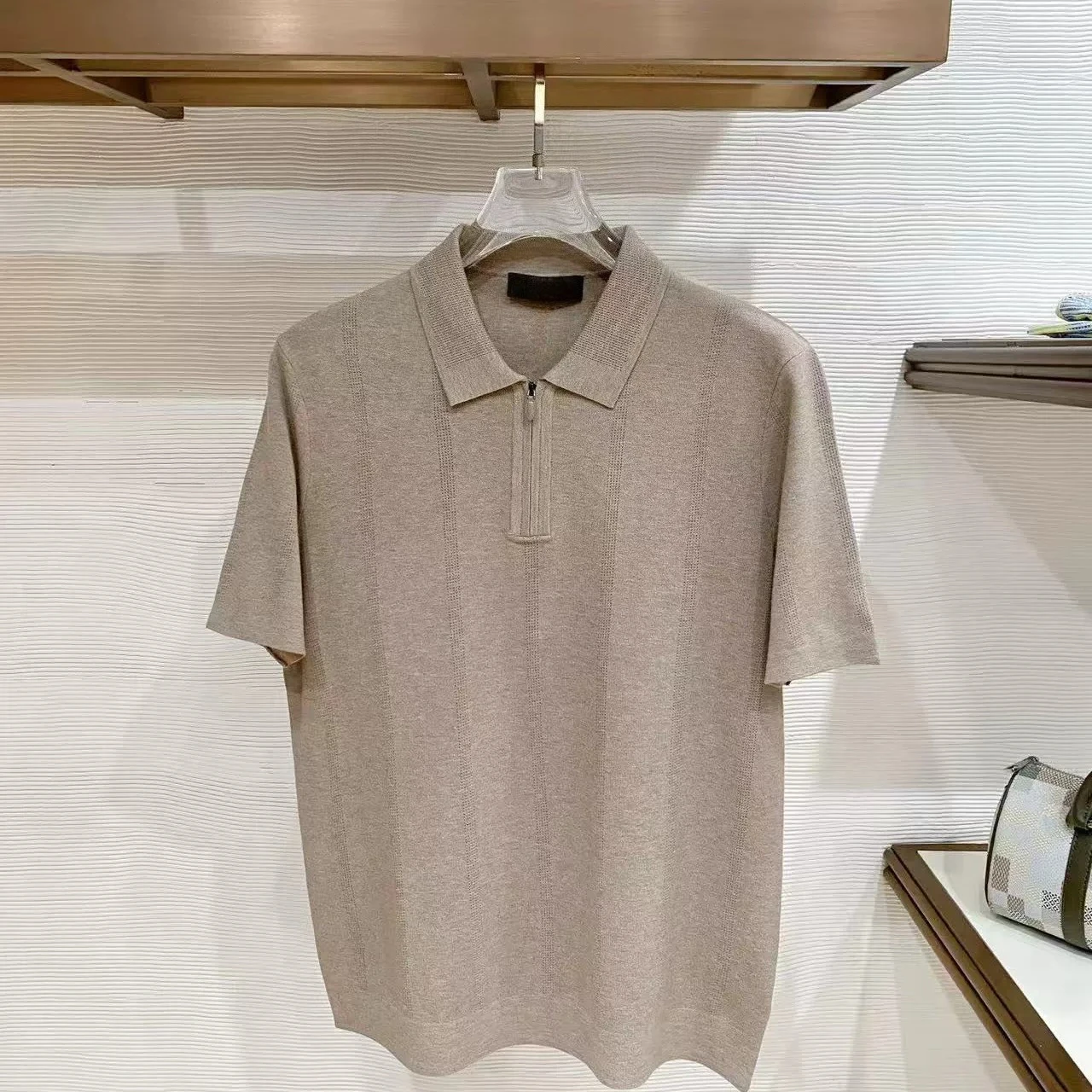 Italian LP old money style men's semi-zipper knitted POLO shirt