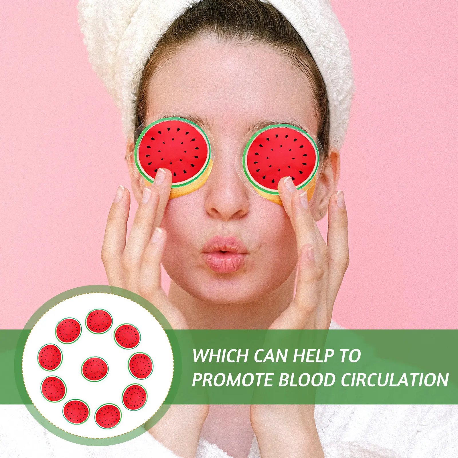 10Pcs Watermelon Shaped Eye Cooling Gels Portable Reusable Cold Compress for Under Eye Bags Swelling Itchy Dry Eyes Brightening