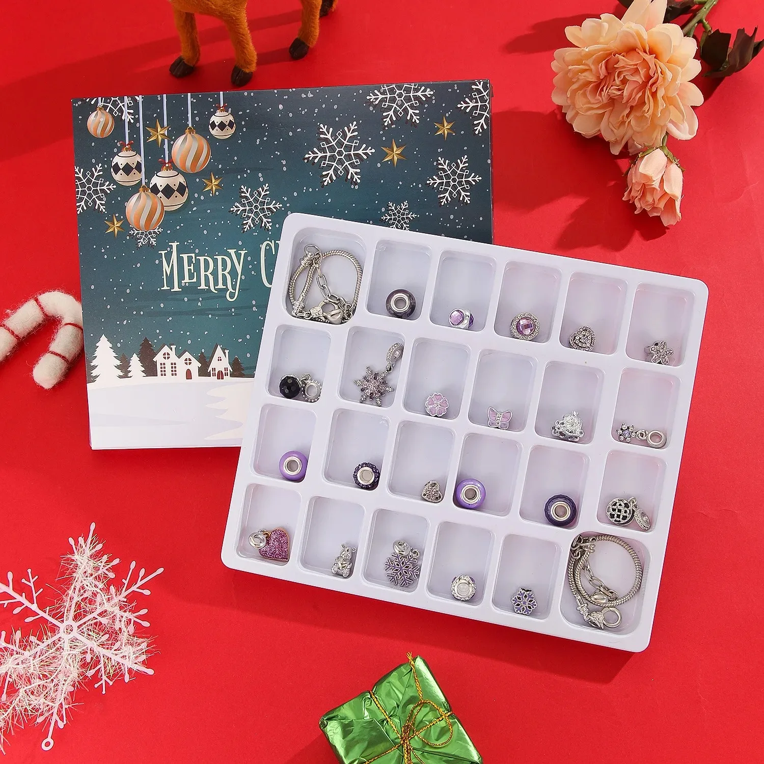 Purple Jewelry Advent Calendar 2024 for Teenage Girls Teen Girl 24-Day Christmas Countdown Surprise Blind Box Gifts DIY Making