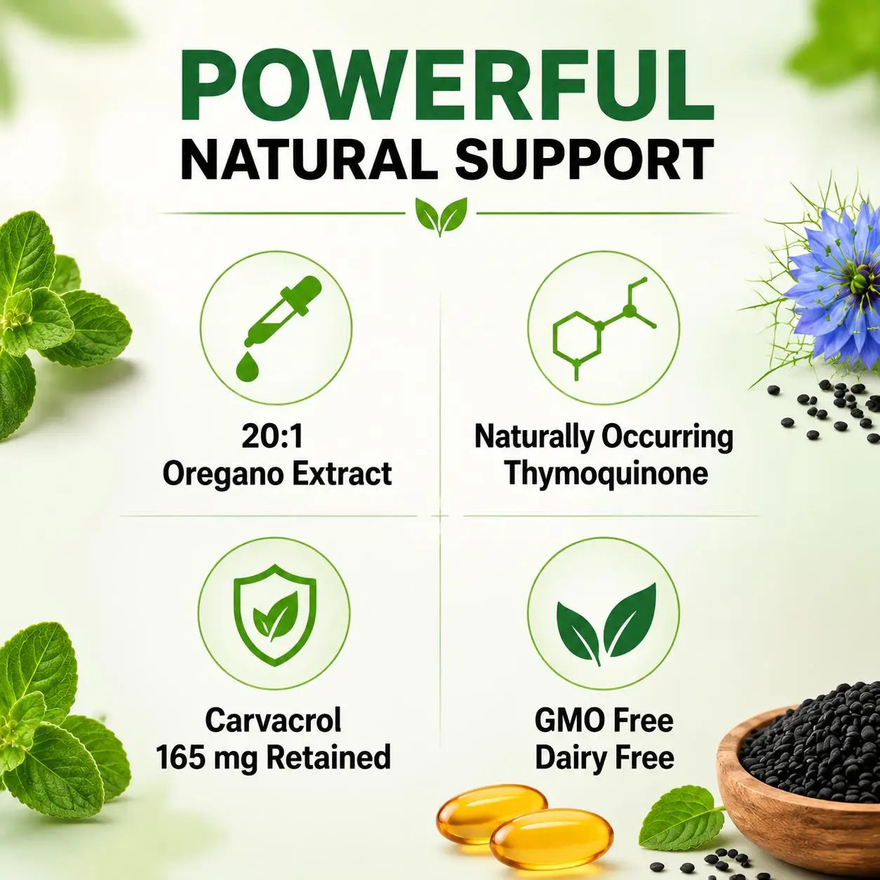 Oil of Oregano with Black Seed Oil Softgels, Immune, Antioxidant & Digestive Support, Non-GMO, Gluten Free, 300 Softgels