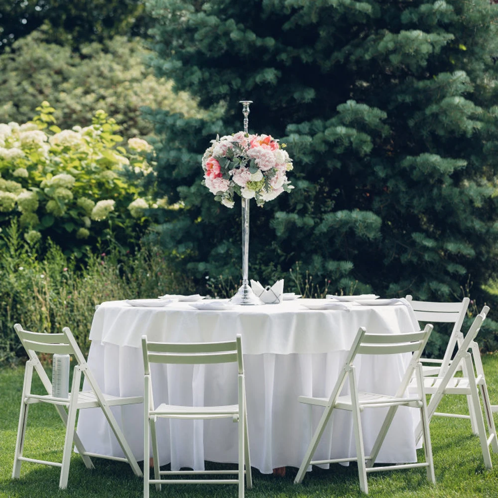 Manteles blancos redondos elegantes, mantel sólido, decoración para bodas, fiestas, Hotel, reuniones de negocios, varios tamaños opcionales