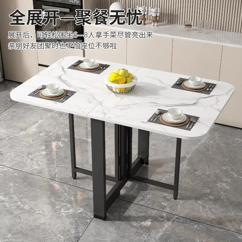 Foldable Home Dining Table, Office Desk Multifunctional Movable Table Simple Modern Kitchen Retractable Rectangular Table