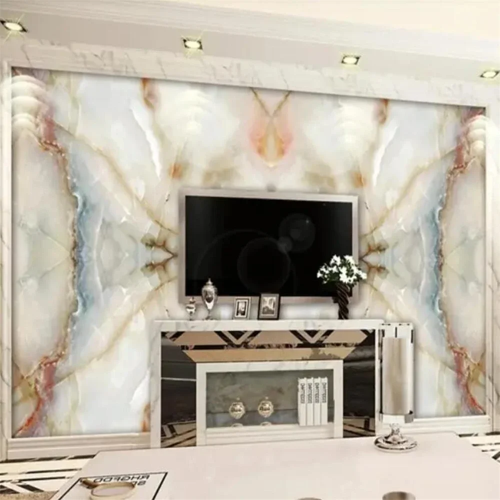 

Настенные фотообои из мрамора под заказ, современные 3D-панно, настенная роспись для гостиной, декор для дома, художественные наклейки на стену