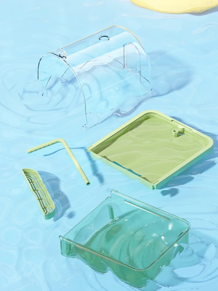 

Прозрачная подвесная купалка для птиц с автоматической циркуляцией воды, душ для птиц, легко чистится, компактный дизайн, аксессуар для птичьей клетки.