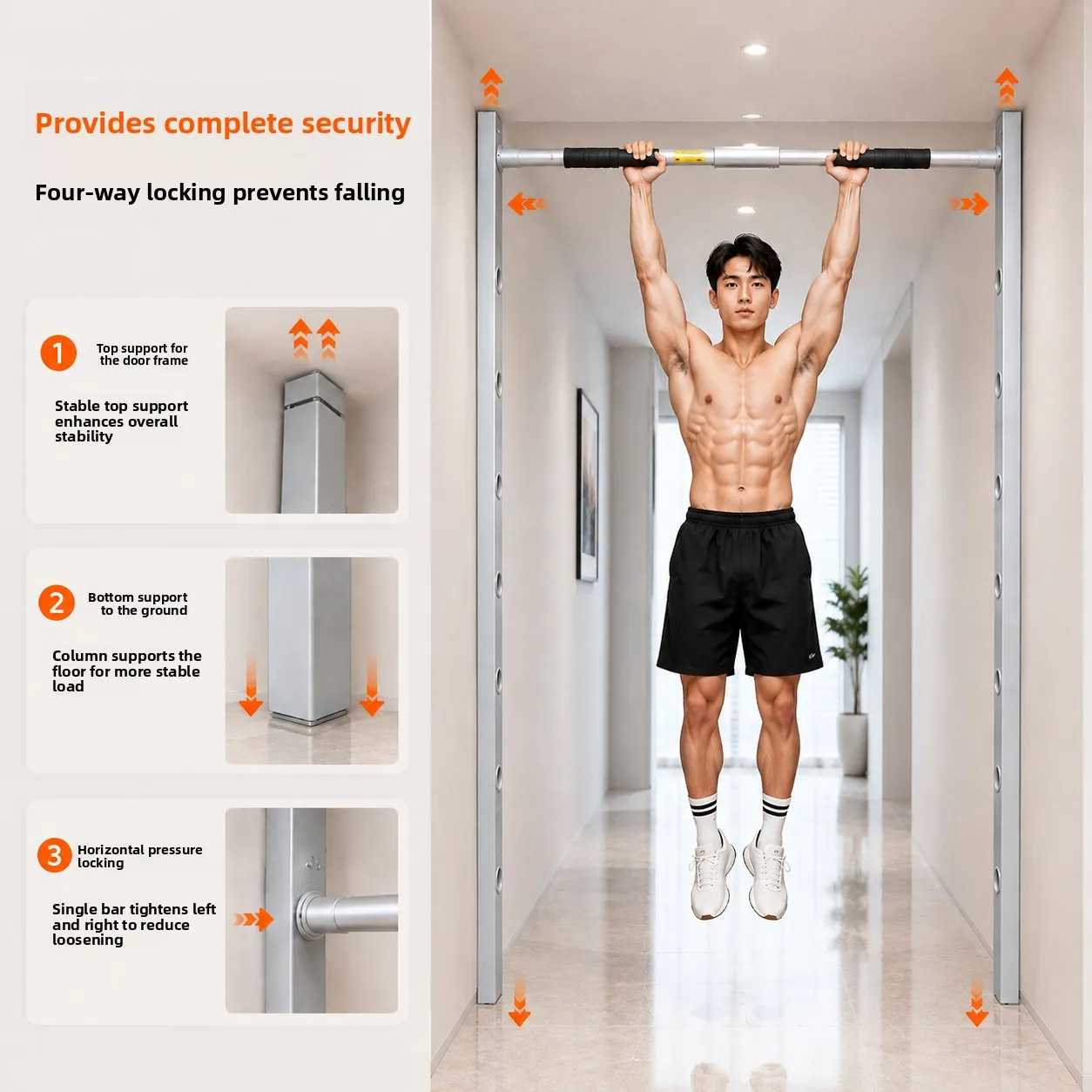 Home Use Children's Pull-Up Bar Door Frame Fitness Frame Indoor Single Bar Youth Hanging Bar Trainer No Drilling Required