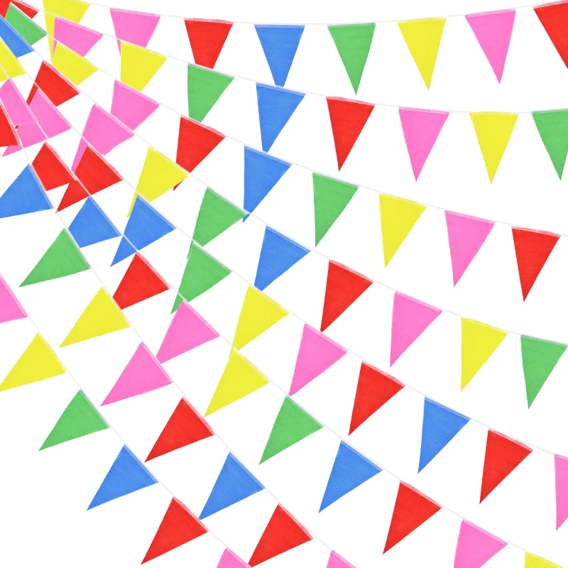 50Meters 100Flag Triangle Bunting Garland Kids Birthday Party Outdoor Decoration Wedding Baby Shower Multicolor Hanging Banner