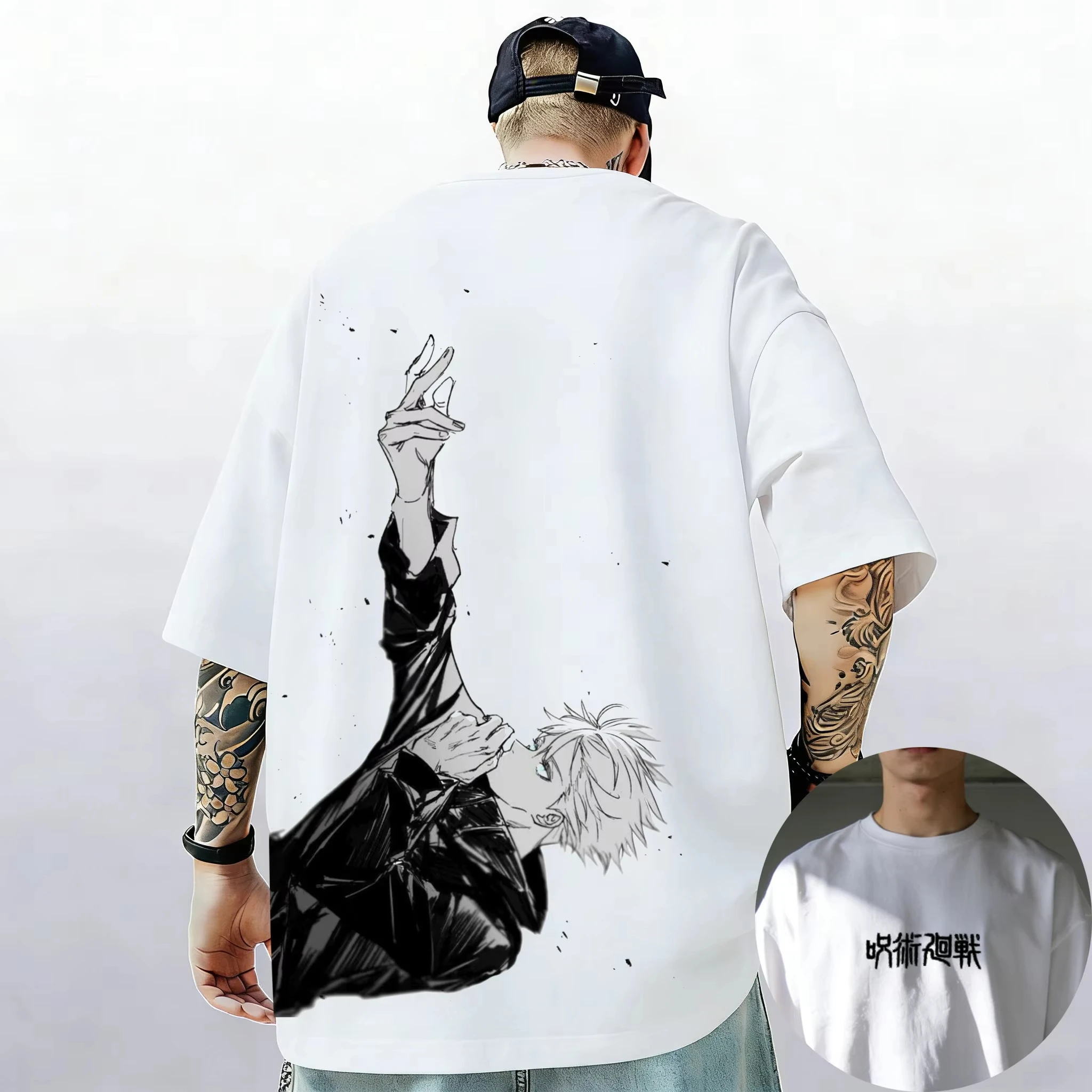 Gojo Satoru Jujutsu Kaisen Bedrucktes Kurzarm-T-Shirt für Herren, Lustiges Rundhals-Shirt im Harajuku Y2K-Stil, Sommer 2026 Neuheit