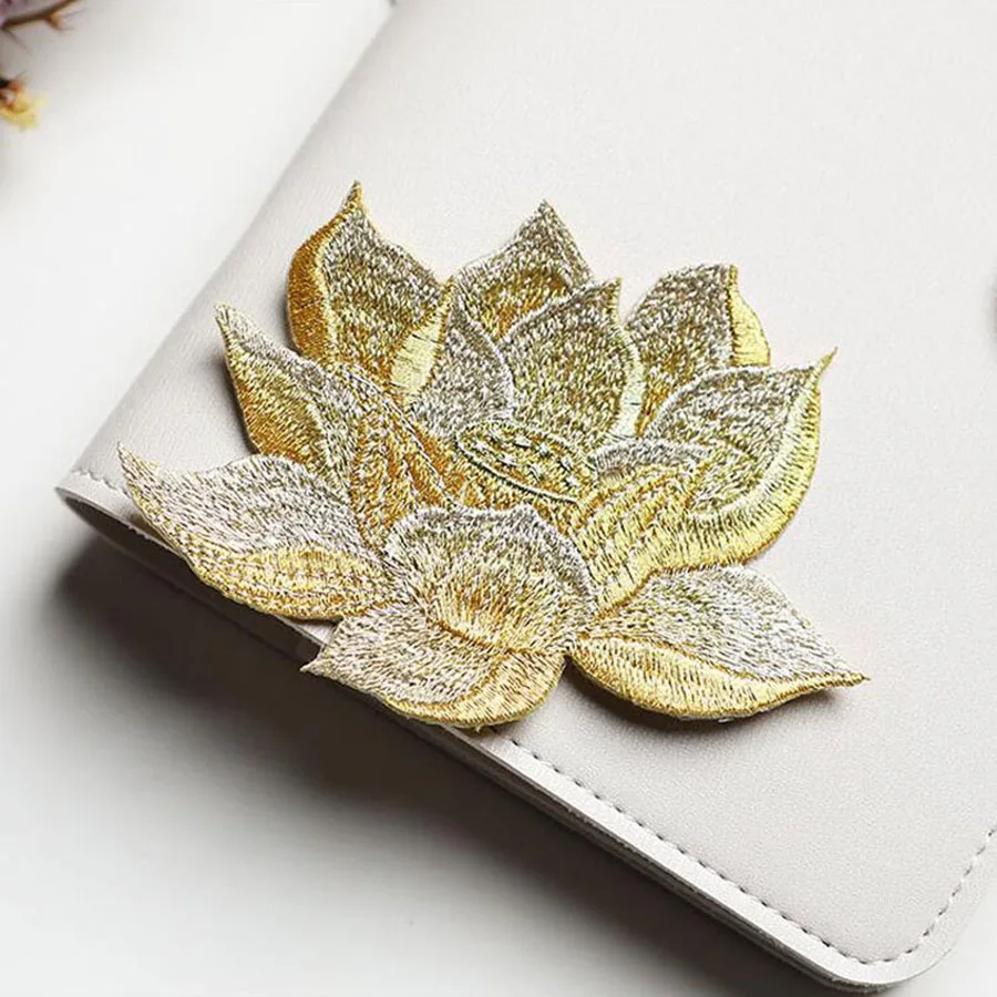 1 Stück Rosa Lotusblumen-Stickerei-Aufnäher für Kleidung, zum Aufbügeln, für Kleider, Taschen, Dekoration, Applikation, DIY-Reparatur – Detail 5