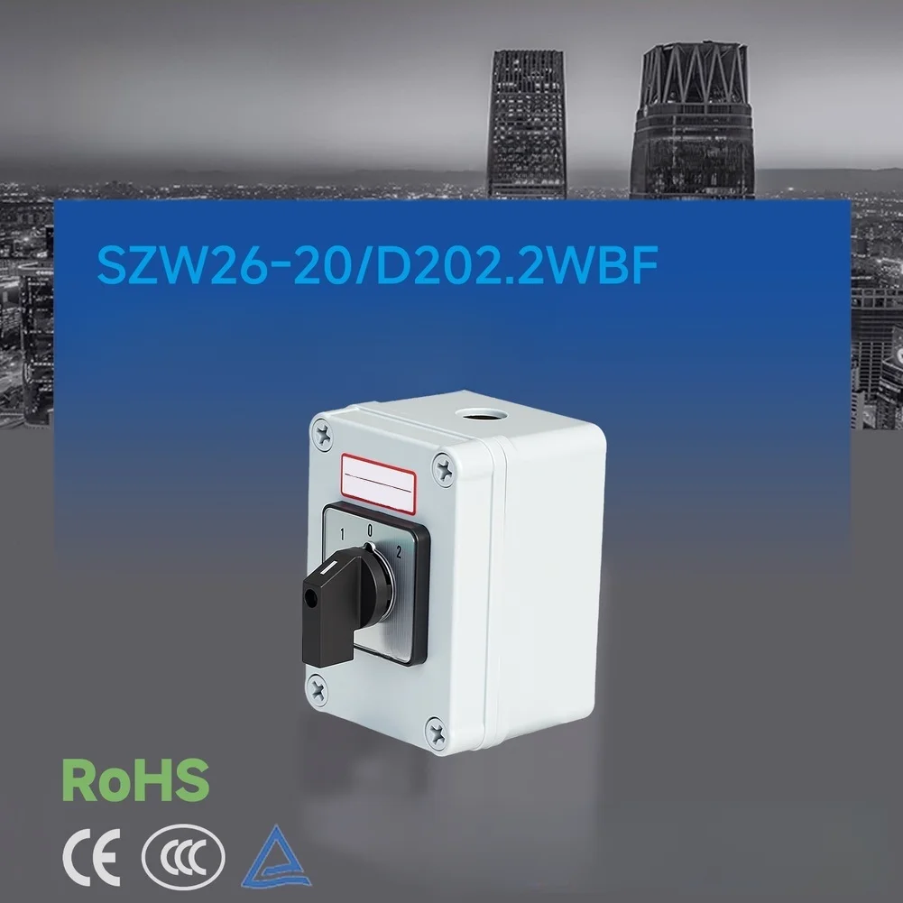 20A 3 Position 2 Section Cam Rotary Changeover Switch With Cover, IP65 Waterproof Selector For Dual Power Switching