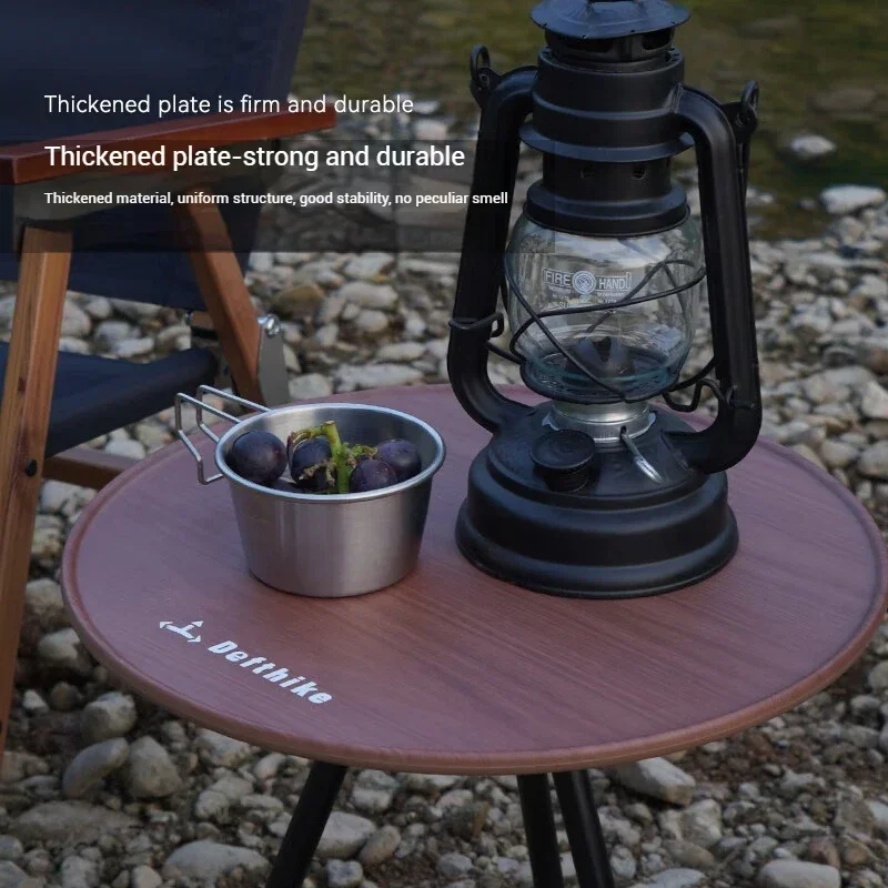 Defthike Small Round Table Outdoor Table Camping Table Adjustable Lightweight Outdoor Folding Table Lamp Stand