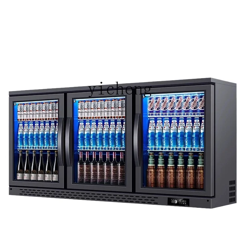 

ZK commercial bar counter beer refrigerator three sliding doors beverage refrigerated display cabinet fresh-keeping refrigerator