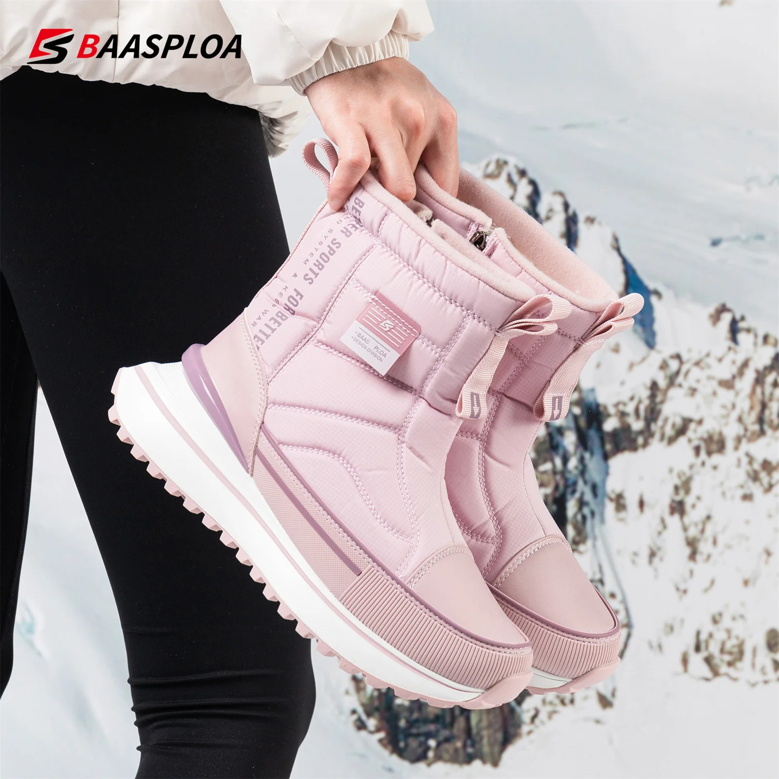 Baasploa Women Snow Boots Waterproof Winter Ankle Boots for Women Plush Warm Comfort Walking Shoes Non-Slip Outdoor New Arrival