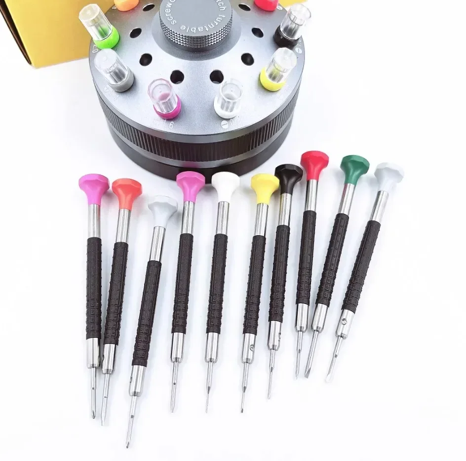 

10PCS Screwdriver Set Decoration Watch Tool Anti-slip Slotted Turntable Screwdriver Clock Screwdriver Tool