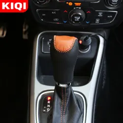 Leather Car Gear Head Shift Knob Cover Handball Covers Gear Shift Collars for Jeep Compass Renegade 2016 - 2019 AT Accessories