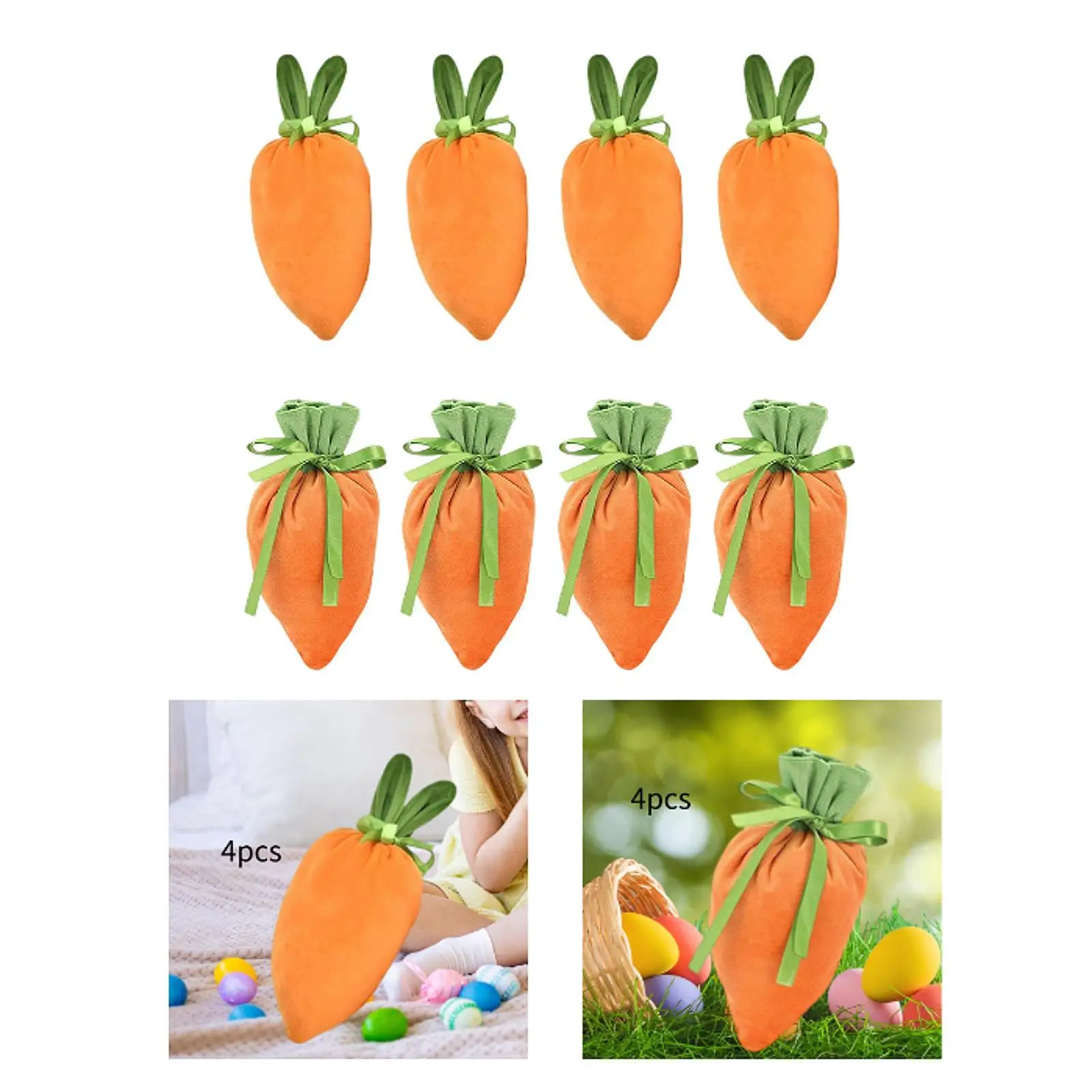 4 Pezzi Sacchetti Regalo Di Carota Di Pasqua Confezioni Decor Pouch Cartone Animato A Forma Di Carota Ornamento per Feste All'aperto Festival Anniversario