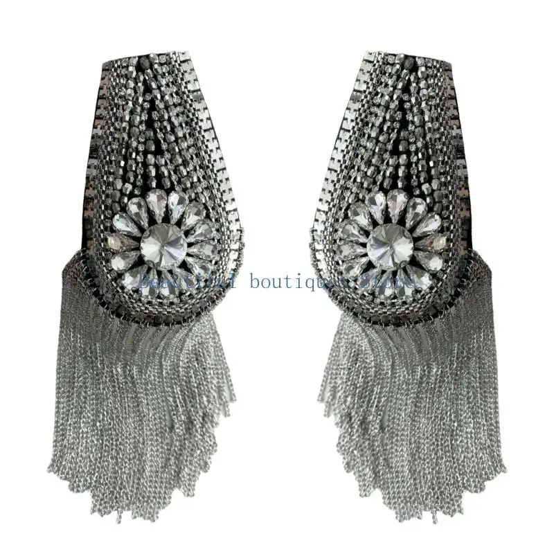 U4LF Jacket Shoulder Epaulette Brooch with Bright Decorative Detail for Formalwear Outfits, Stage Costumes, and Party Styling