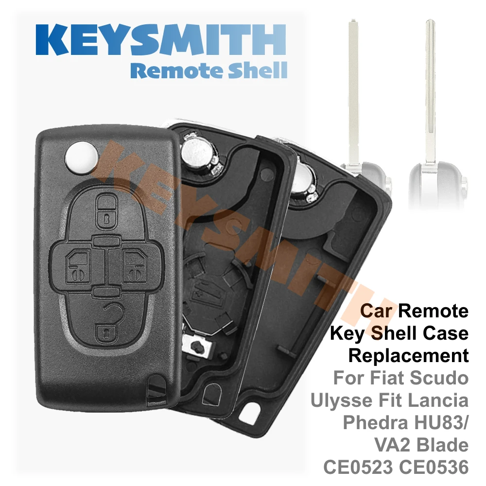 KEYSMITH 4-кнопочный выкидной корпус ключа-пульта для Peugeot 1007, Citroen C8, Fiat, с необработанным лезвием CE0523 CE0536, замена