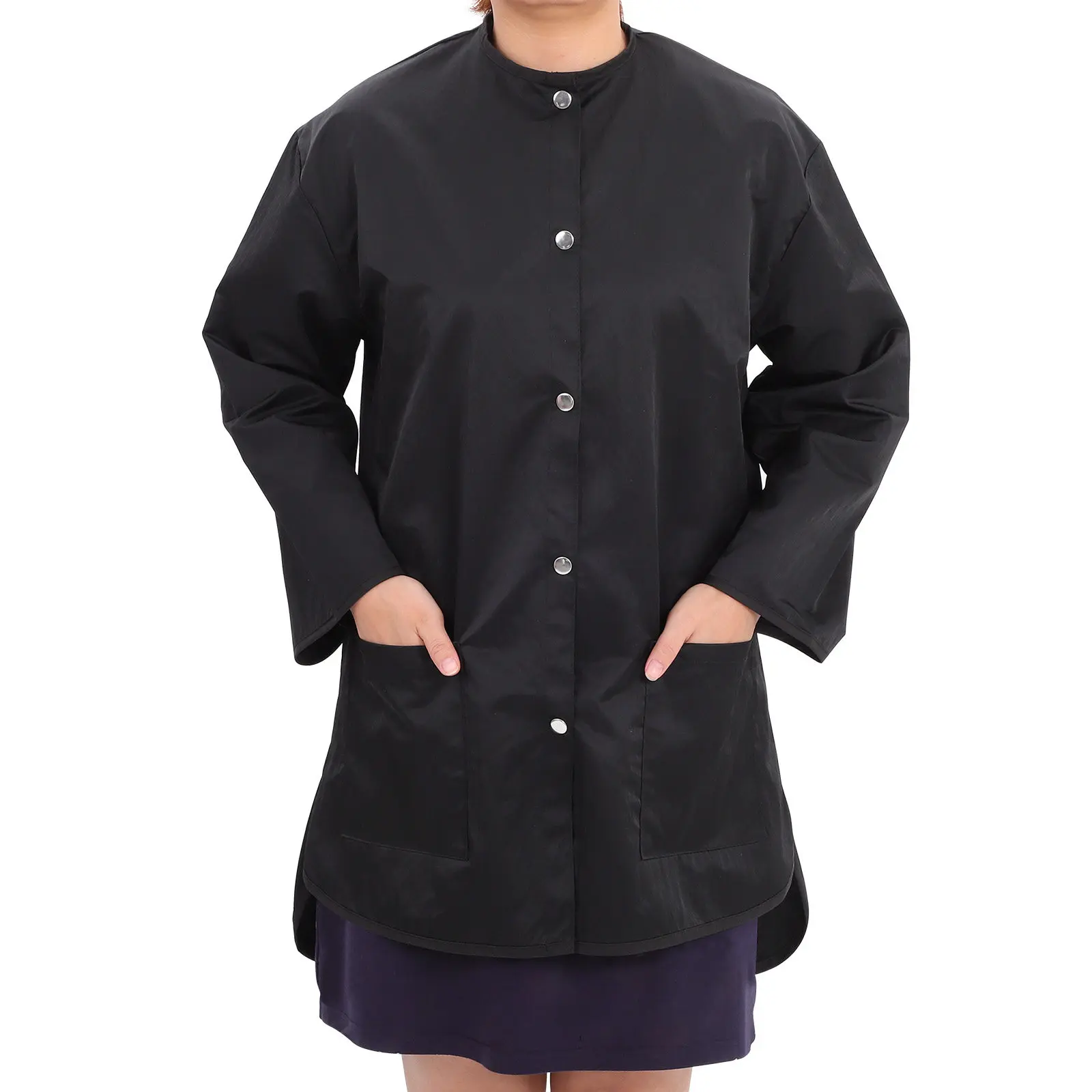 

Черное униформенное платье с длинным рукавом для сотрудников салонов красоты и кофеен, премиум-класса, из полиэстера, легкое, дышащее