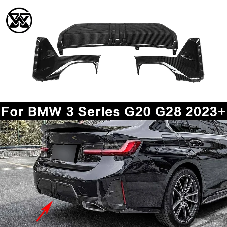 Dry Carbon Fiber Rear Lip Diffuser For BMW 3 Series G20 G28 320i 325i 330i M Sport 2023+ MP Style Rear Bumper Splitter Body Kit