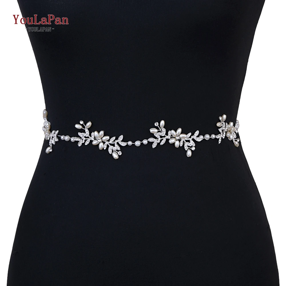 

TOPQUEEN Wedding Belts with Pearls Alloy Leaf Bridal Sash Waistband for Woman Dress Handmade Wedding Accessories Belts SH152