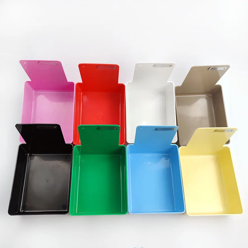 7pcs Dental Lab Work Pans Colourful ABS Plastic Work Tray Box Durable Storage Case With Metal Clip Holder  for Dental Laboratory