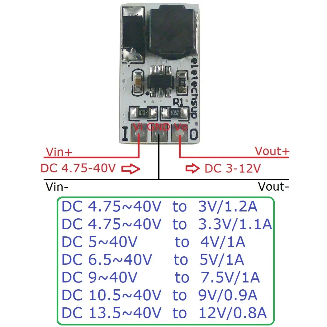 DC 5-40V to 3V 3.3V 4V 5V 6V 7.5 9 12V DC-DC Converter Step-Down Power Supply Module 18650 NI-MH Ni-CD Li-ion LiFePO4 Lead-acid