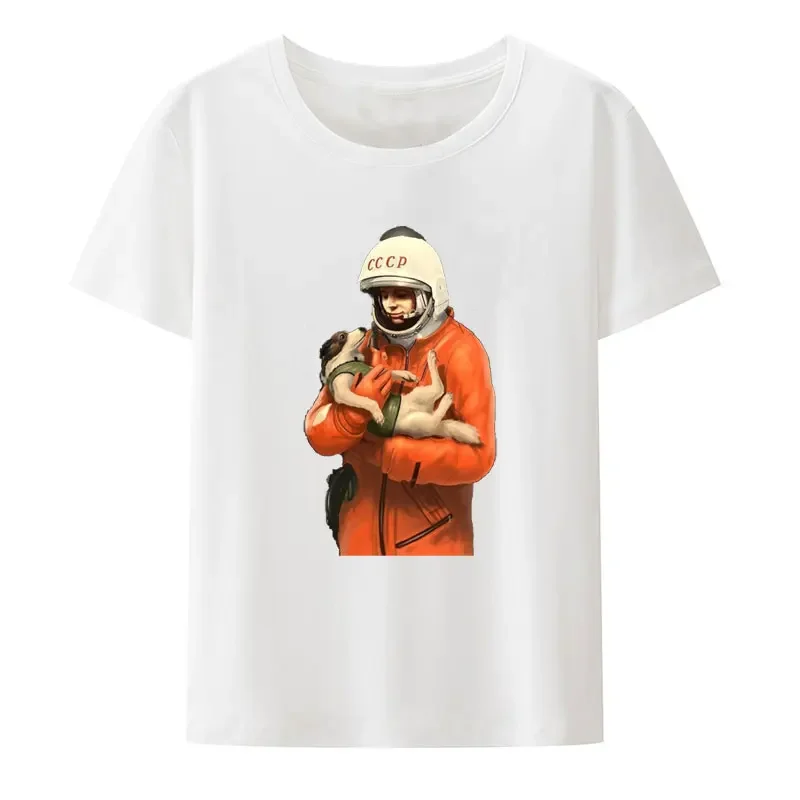Cccp السوفياتي لايكا الفضاء الروسي سوبر صاروخ الكلب قصيرة الأكمام المحملة الرجال النساء الصيف بيع تي شيرت مضحك الشارع الشهير Camisetas