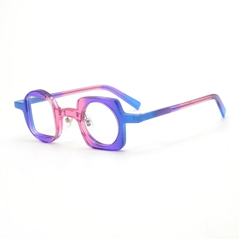 

Transparent pink blue glasses frame fashionable literary and retro Japanese ultra-light round frame can be equipped