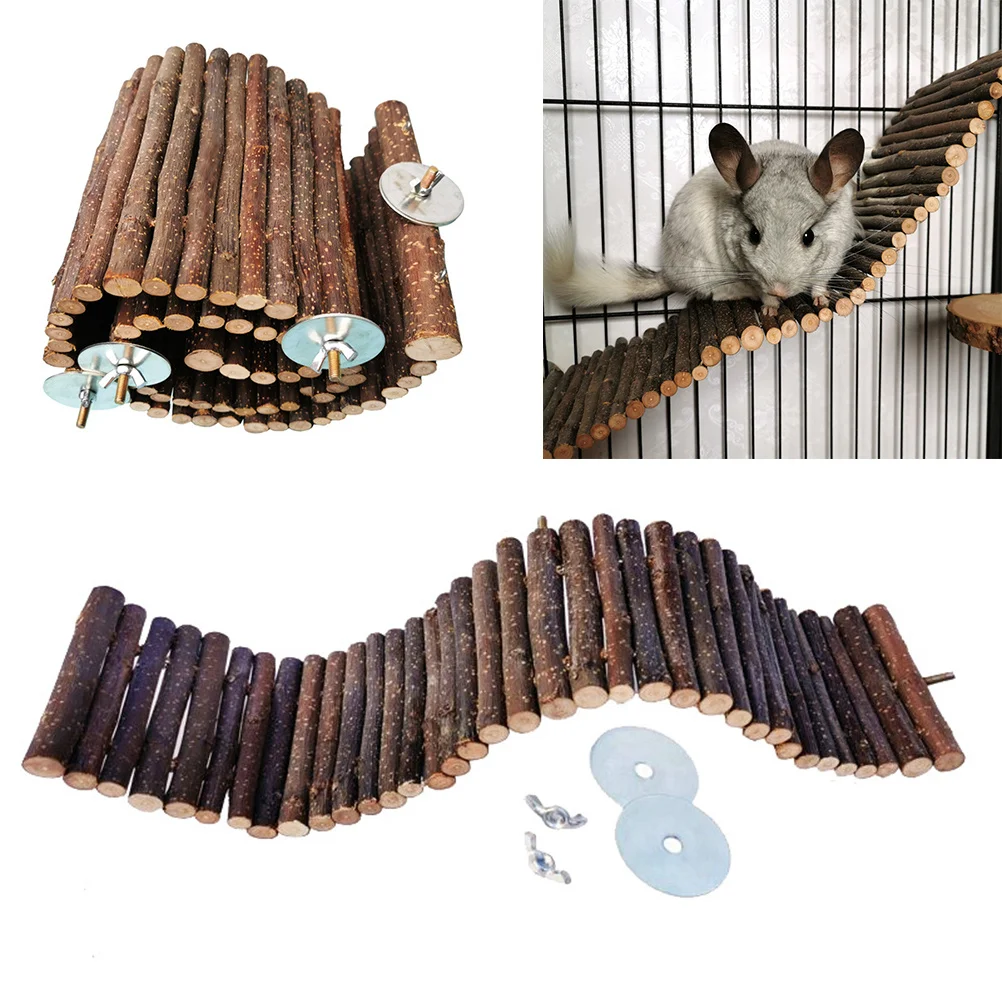 

Wooden Hanging Bridge Pet Climbing Ladder 40x8cm Hamster Chewing Item Small Pet Supplies Hanging Bridge Chewing Toy