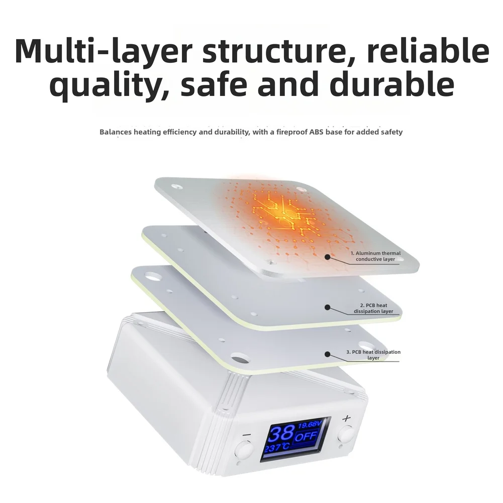 65W USB C For Pd PCB Hot Plate Preheater 10-240C Aluminum Alloy Heating Station With LED Display For Soldering Rework Tool