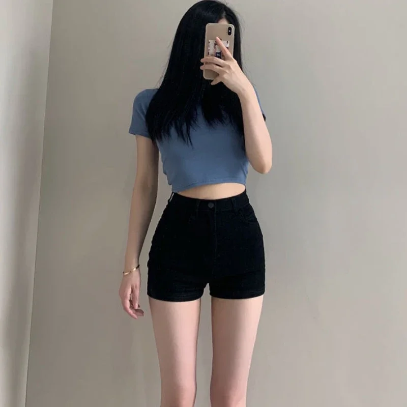Shorts Frauen Feste Dünne Hohe Taille Design Koreanischen Stil Heiße Damen Stilvolle Alle-spiel Streetwear Täglichen Neue Einfache taschen Sommer