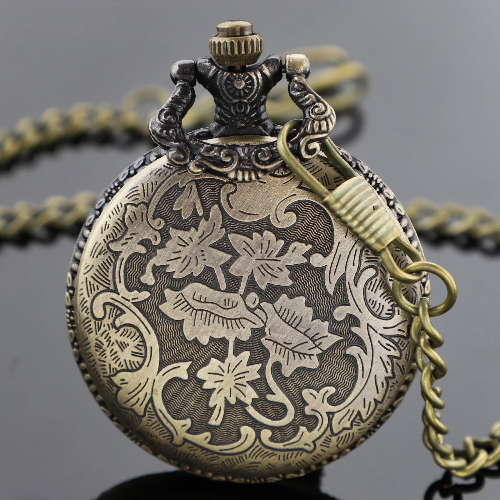Orologio da taschino al quarzo con motore a treno in bronzo retrò, collana da donna, orologio a catena, migliori regali per uomo, miglior souvenir