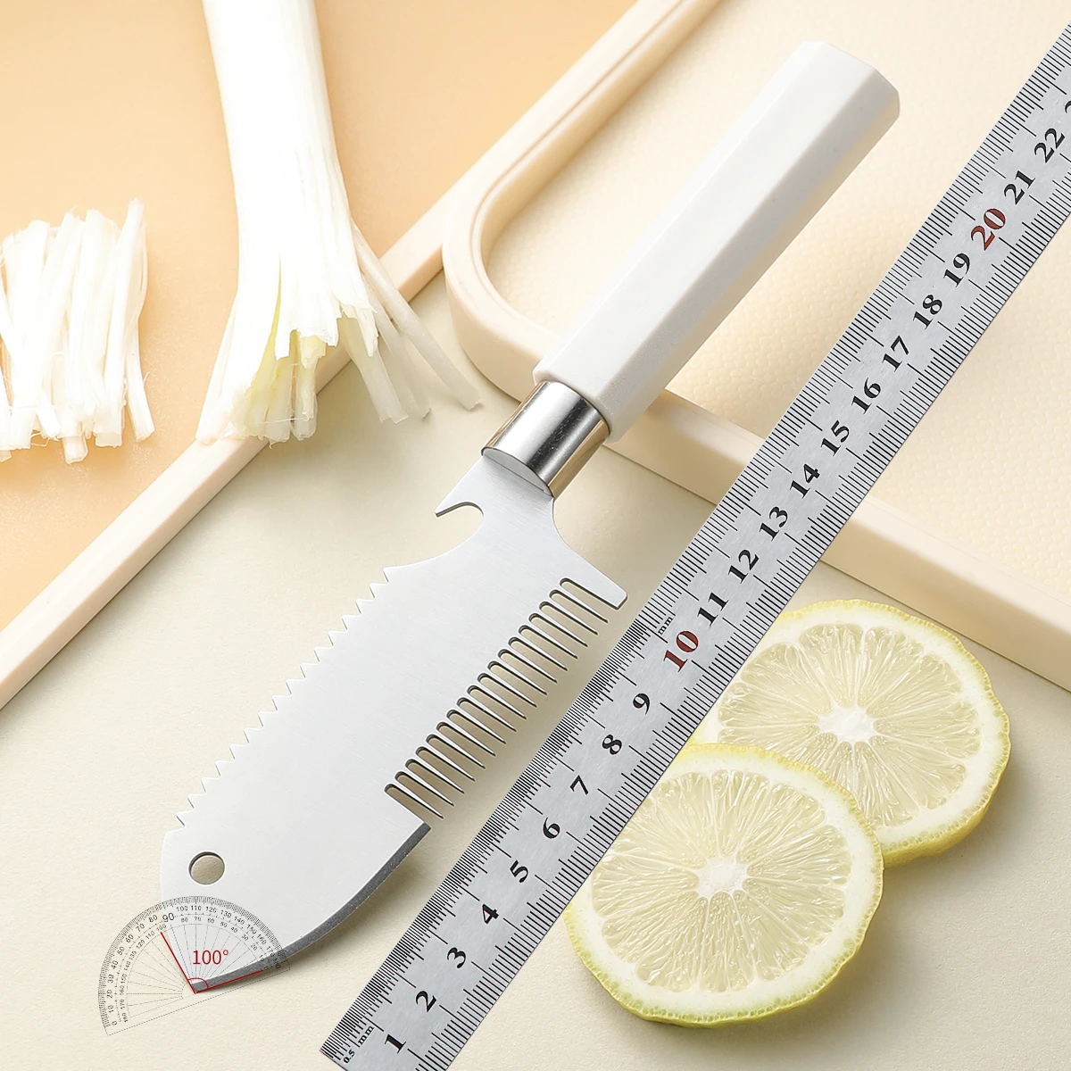 Ergonomic Vegetable Knife Stainless Steel Scallion Slicer with Ergonomic Handle Precision Vegetable Cutter for Salad Garnish