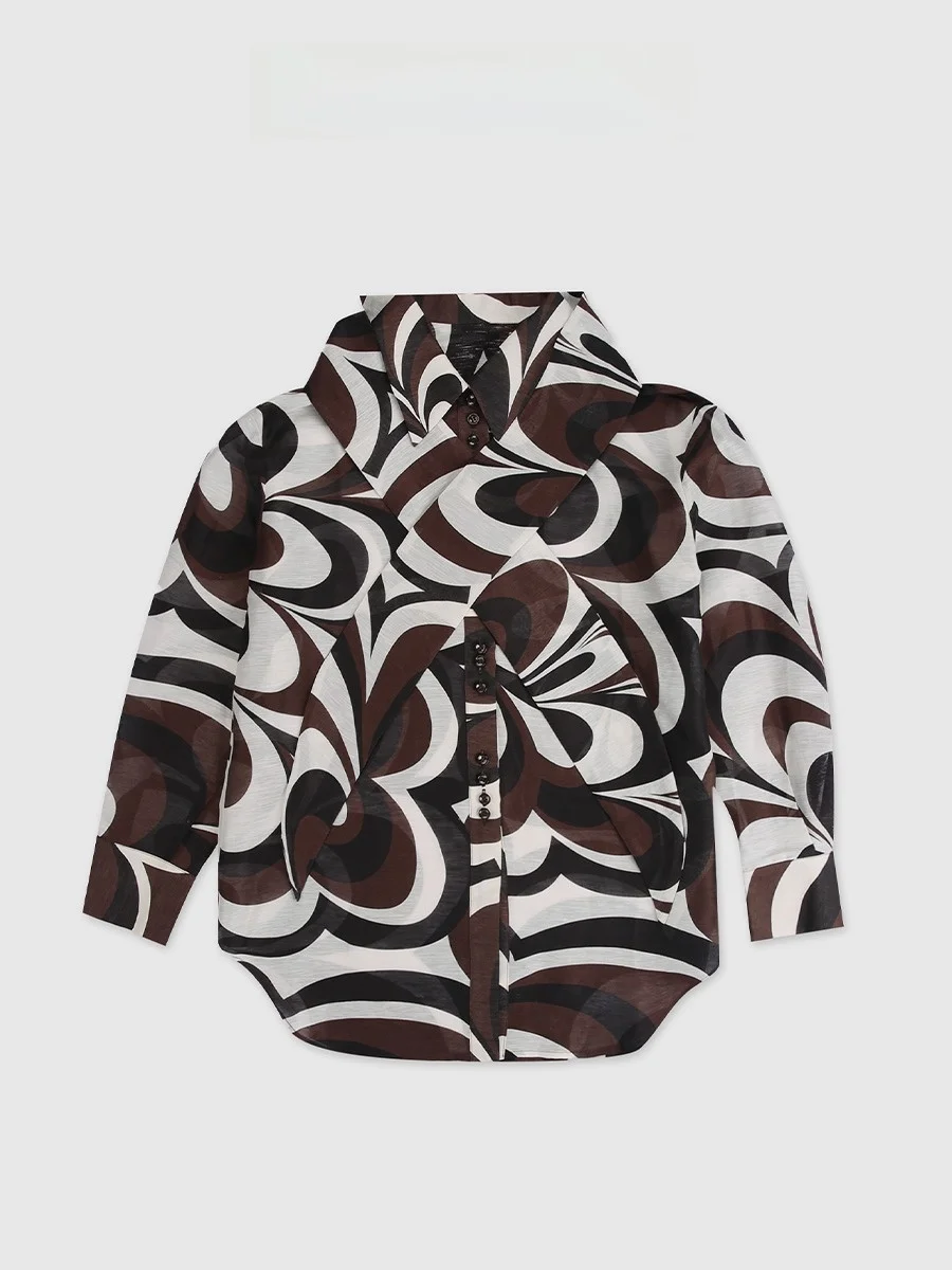 

Ele Long Sa Printed irt BaAtOne Casual Loose Fit Linen Blend Women's Faionable Versatile Spring Summer irt