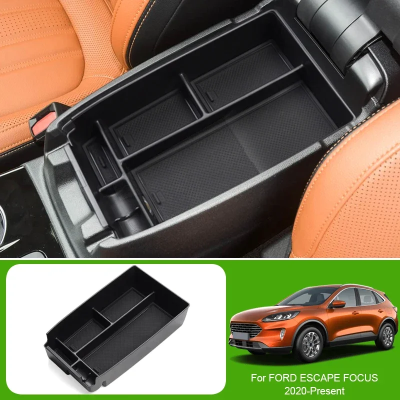 ABS Car Armrest Box Storage Auto Centrol Organizer Tray For Ford RANGER EXPLORER ESCAPE FOCUS TAURUS MUSTANG MACH-E 2020-Present