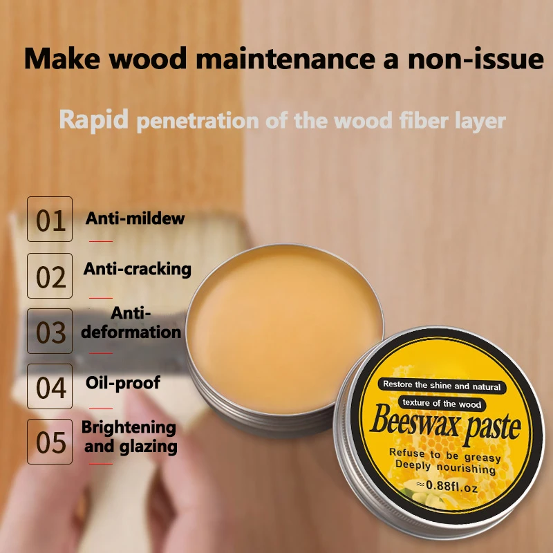 Furniture Polishing Beeswax Wood Furniture Maintenance Wax Deep Moisture Wood Product Brightening Wax Furniture Care Accessories