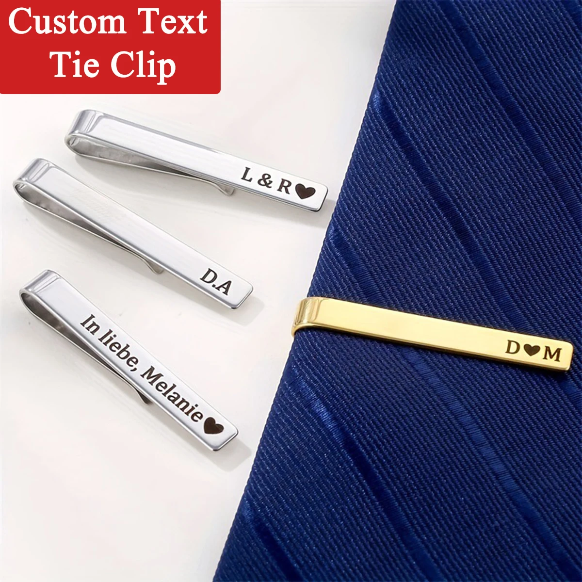 

Personalized Custom Text Tie Clip For Men Stainless Steel Father's Day Necktie Gift Laser Engraving Customized Name Tie Slide