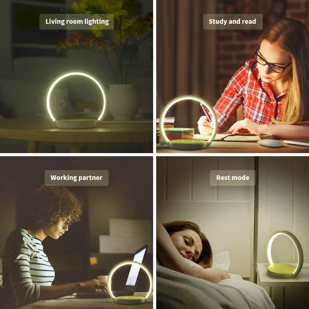 10W Mobile Phone Wireless Fast Charging LED Lighting Three-speed Adjustable Bedside Night Light Adjustable Lamp Stand Angle