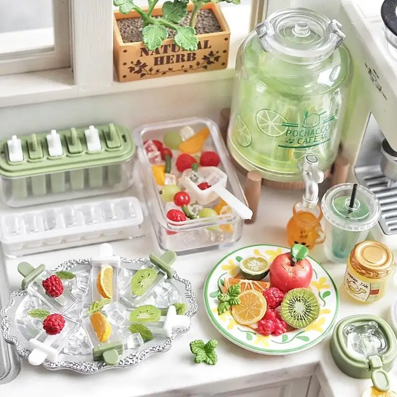 1セット ミニチュア クマのアイスキャンディー型を作るおもちゃ 1/6 ドールハウス ミニチュア冷蔵庫 食玩 プレイデコレーション ドールアクセサリー おもちゃ