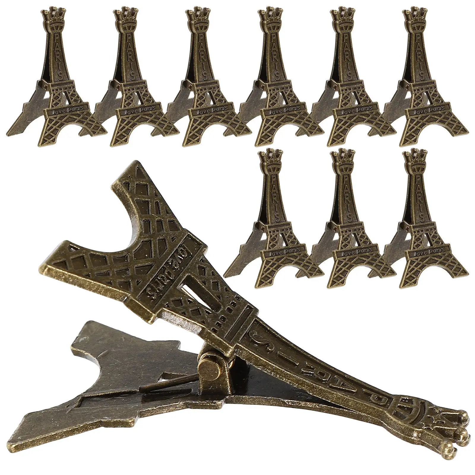 

10 шт. металлический держатель для визитных карточек с Эйфелевой башней, зажим для заметок, подставка для фотографий, держатель для номера стола, декоративный держатель для карточек