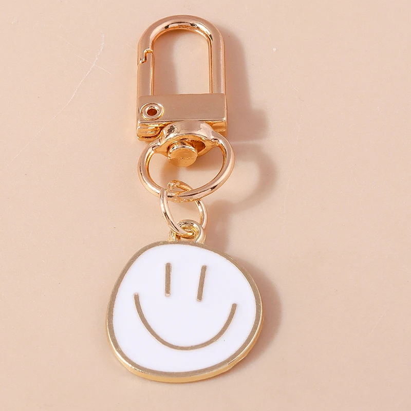 Llavero con cara sonriente para hombre y mujer, colgante de emoticono, llavero de bolso, joyería artesanal, regalos