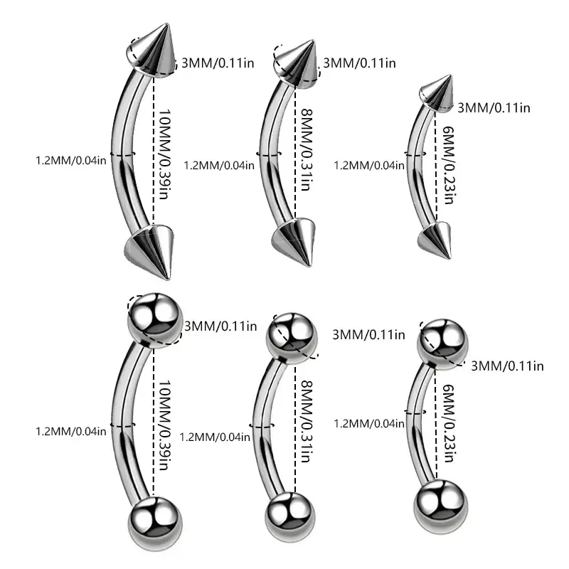 36pcs Eyebrow Lip Piercing Banana Shape Lip Ring Stainless Steel Curved Barbell Stud Helix Navel Cartilage Earring Body Jewelry