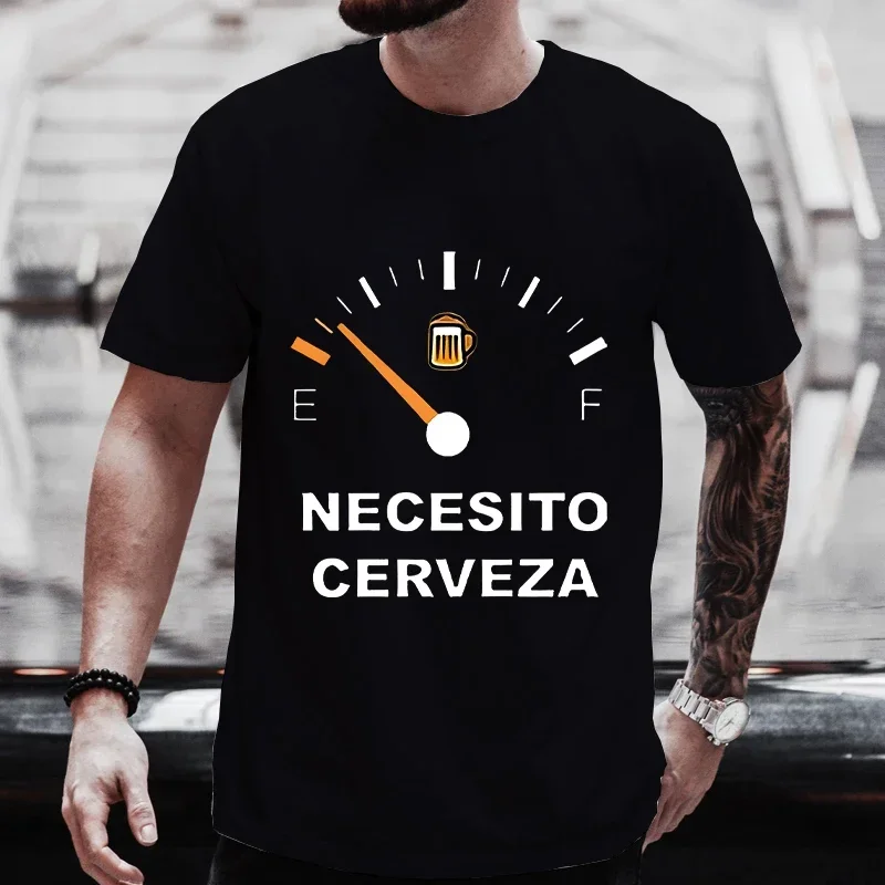 Men's Casual T-shirt NECESITO CERVEZA Funny Men Tshirts Short Sleeve Tee Top Clothes for Summer Drinking Beer T Shirt Tops Gifts