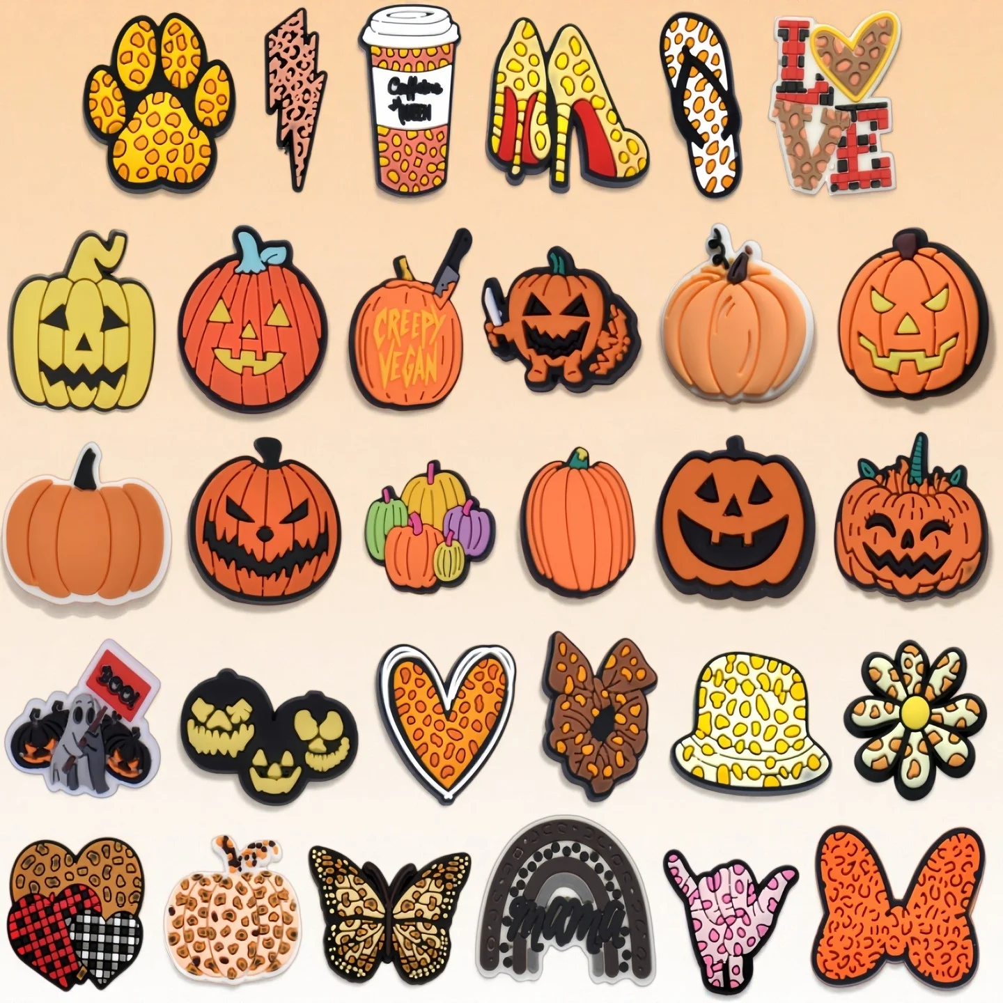 30Pcs Horror Movie Shoe Charms，leopard print Shoe Charms for Crocs Slides Sandals, Bracelet, Wristband, Gift for Party, Holiday