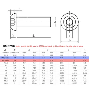 50 pieces m3 hexagon socket head Allen Screw button 304 A2-70 Stainless Steel Black Grade 10.9 Steel ISO7380 8 MAIN SALES SALES - №3