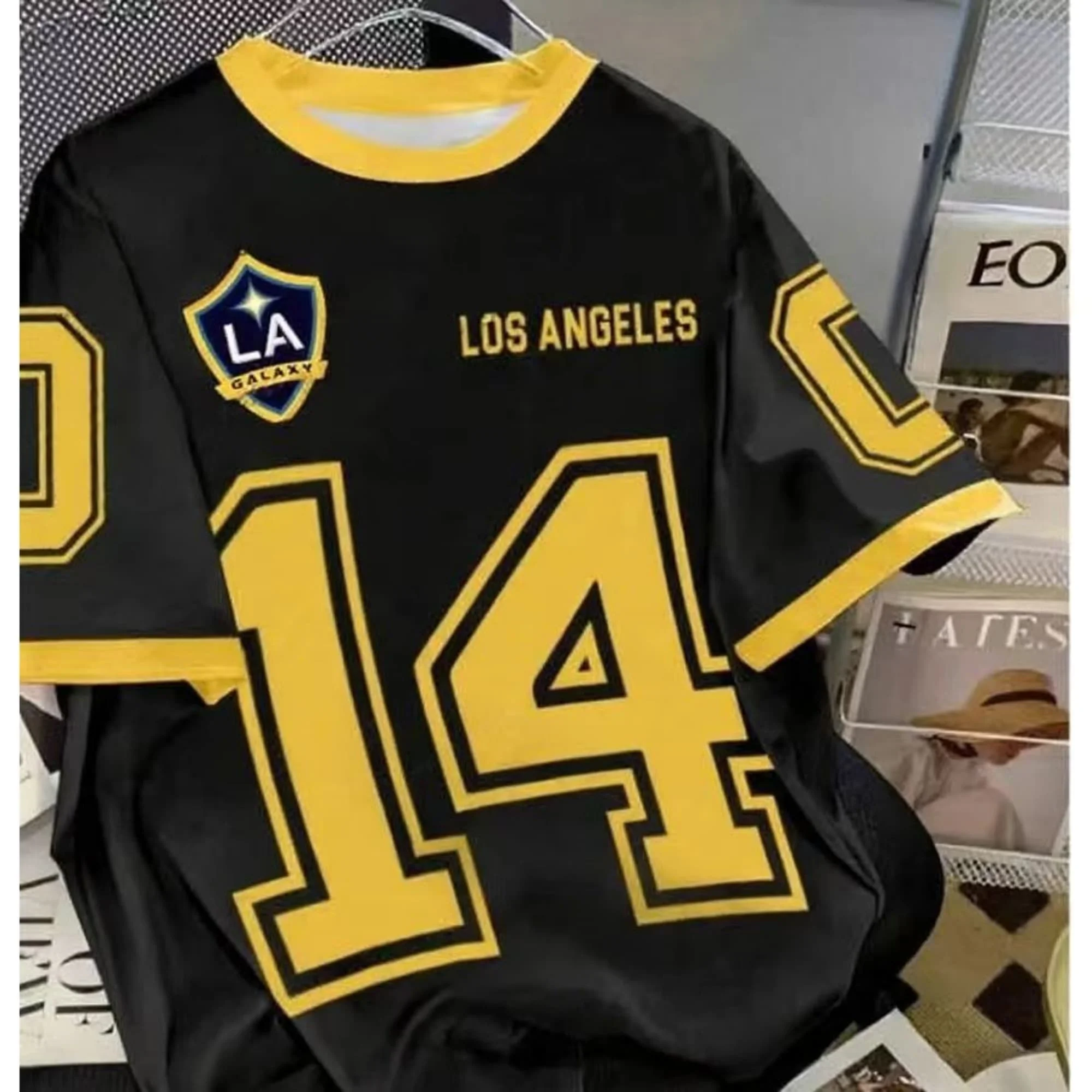 

Men's Quick-dry T shirt LA Galaxy 14 Number Black Yellow Style Dry Tshirt Los Design Casual Daily Wear Tee Trendy Sports