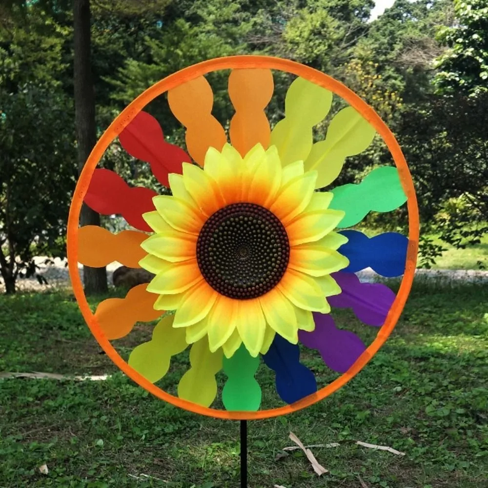 Multistyles Sunflower Windmill PVC Diameter 28/30cm Stake Standing Lawn Flower Pinwheel Garden Yard Wind Spinner