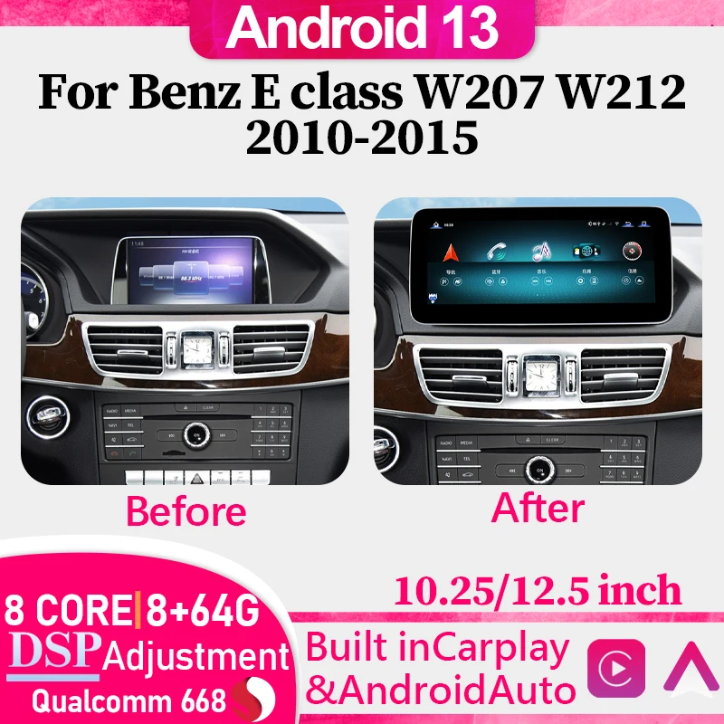 

12G+256G Qualcomm 668 Android 13 For Mercedes Benz E Class W207 W212 Apple Carplay Car Video Player Navigation Multimedia Screen